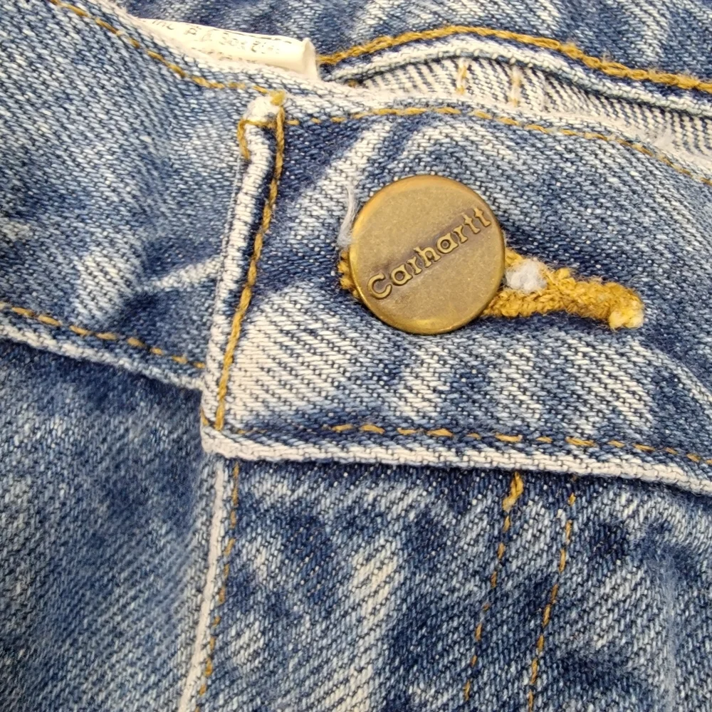 Carhartt Jeans Leather Patch Made In USA Cotton Denim 07  W37 X IN30